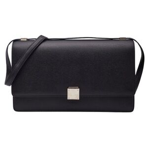 CELINE TEXTURED LEATHER BLACK CASE FLAP BAG MEDIUM